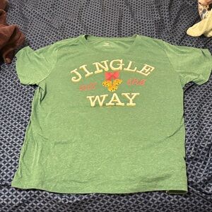 Green Kids Shirt with Festive Print